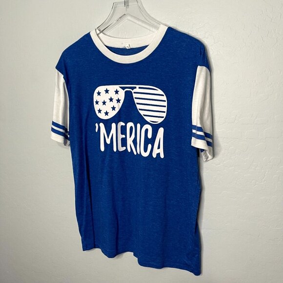 'Merica Blue Baseball Style T-Shirt Unisex XL - Picture 3 of 5